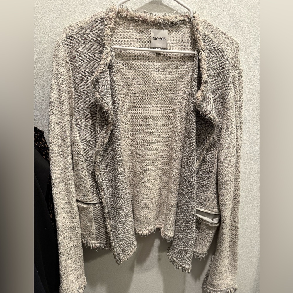 NIC+ZOE Women's Cream and Gray Cardigan